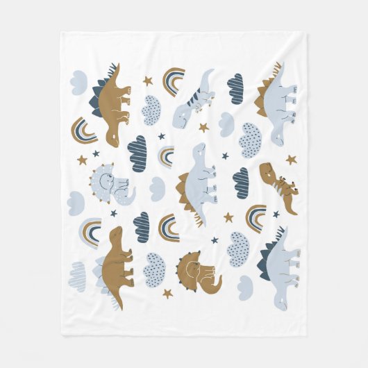 Scandinavische dinosaurussen, sterren, regenbogen fleece deken (Voorkant)