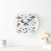 Scandinavische dinosaurussen, sterren, regenbogen grote klok (Huis)