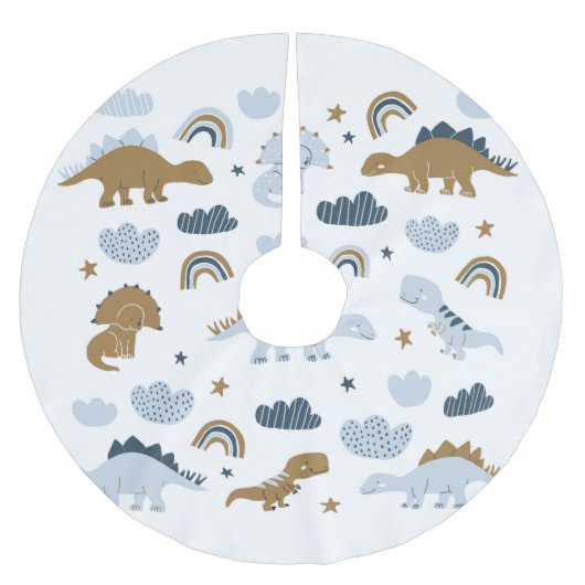 Scandinavische dinosaurussen, sterren, regenbogen kerstboom rok (Voorkant)