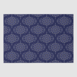 Scandinavische Ditsy Winter Navy & Gold Retro Ogee Tissuepapier