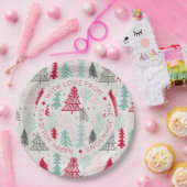 Scandinavische Doodle-kerstbomen op maat Papieren Bordje (Feest)