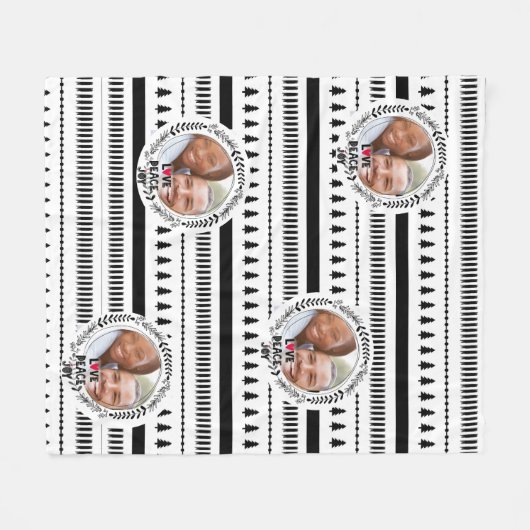 Scandinavische Doodle PHOTO Blanket met kerstcadea Fleece Deken (Voorkant (Horizontaal))