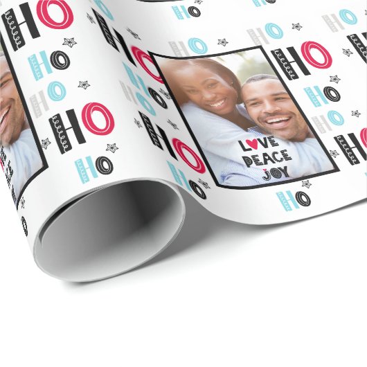 Scandinavische Doodle PHOTO Kerstmis Moderne Cadeaupapier (Rol Hoek)