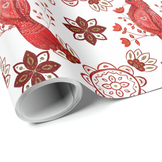 Scandinavische duif en caleidoscoop patroon cadeaupapier (Rol Hoek)