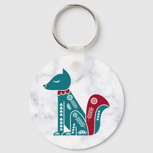  Scandinavische eekhoorn op marmer Sleutelhanger (Voorkant)