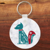  Scandinavische eekhoorn op marmer Sleutelhanger (Voorkant)