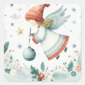 Scandinavische elegantie spiritueel kerstengel vierkante sticker (Voorkant)
