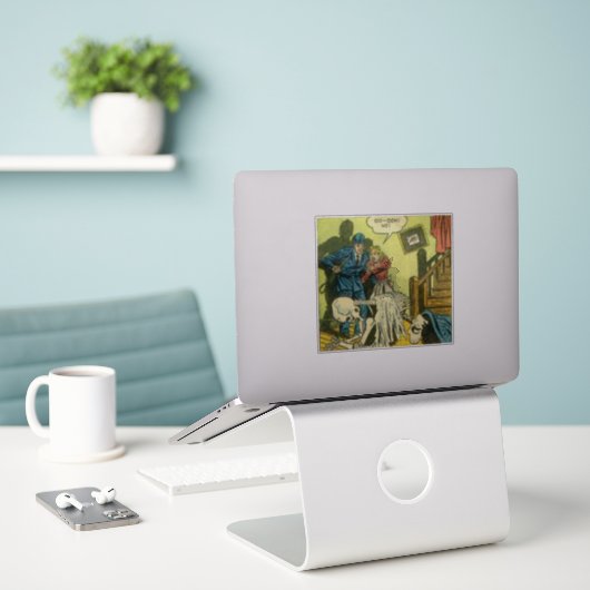 Scandinavische en horrorstrips sticker (Laptop op bureau)