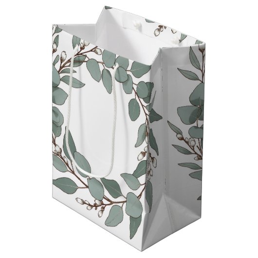 Scandinavische Eucalyptus Pasen Geschenkentas Medium Cadeauzakje (Voorkant Gekanteld)