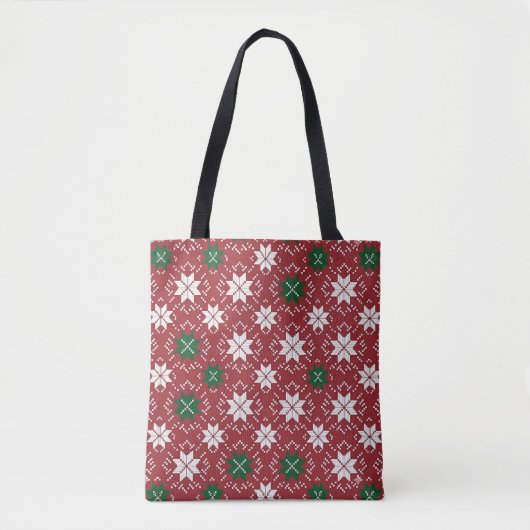 Scandinavische Fair Isle Kersteditie 1 Tote Bag (Voorkant)