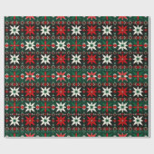 Scandinavische Fair Isle Kersteditie 3 Cadeaupapier (Vlak)