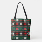 Scandinavische Fair Isle Kersteditie 3 Tote Bag (Achterkant)
