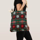 Scandinavische Fair Isle Kersteditie 3 Tote Bag (Dichtbij)