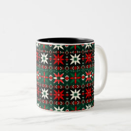 Scandinavische Fair Isle Kersteditie 3 Tweekleurige Koffiemok