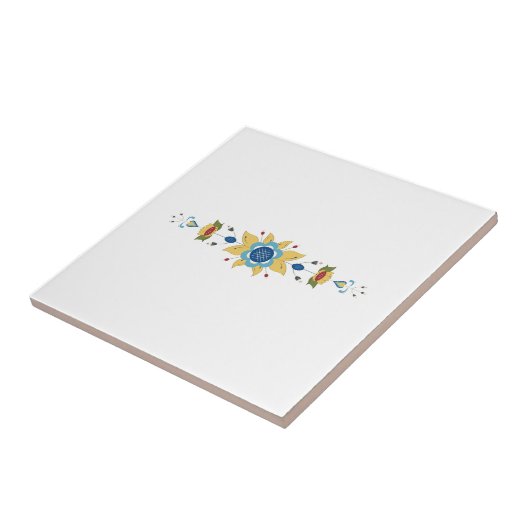 Scandinavische Floral Border Tegeltje (Zijkant)