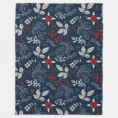 Scandinavische Floral Folk Art naadloos patroonpat Fleece Deken (Voorkant)