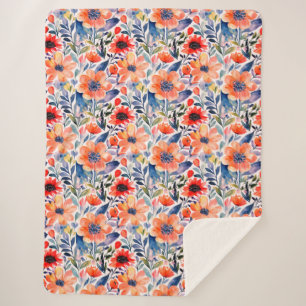 Scandinavische Floral Sherpa Blanket Deken