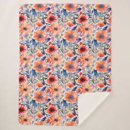 Scandinavische Floral Sherpa Blanket Sherpa Deken