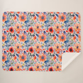 Scandinavische Floral Sherpa Blanket Sherpa Deken (Voorkant (horizontaal))