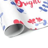 Scandinavische Folk Art Blue en Red Flowers Cadeaupapier (Rol Hoek)