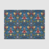 Scandinavische Folk Art Blue Red Floral Pattern Tissuepapier (Voorkant)