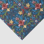 Scandinavische Folk Art Blue Red Floral Pattern Tissuepapier (Detail)