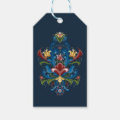Scandinavische Folk Art Blue Red Floral Rosemaling Cadeaulabel (Voorkant)