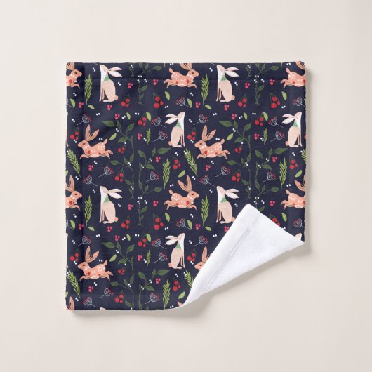 Scandinavische Folk Art Bunnies Bad Handdoek (Wasdoekje)