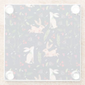 Scandinavische Folk Art Bunnies Glazen Onderzetter (Achterkant)