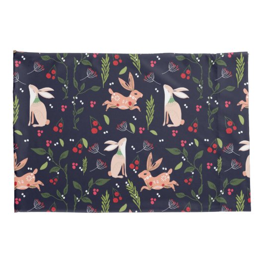 Scandinavische Folk Art Bunnies Kussensloop (Achterkant-Rechts)