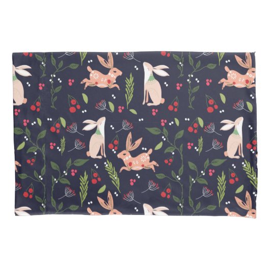 Scandinavische Folk Art Bunnies Kussensloop (Voorkant-Links)