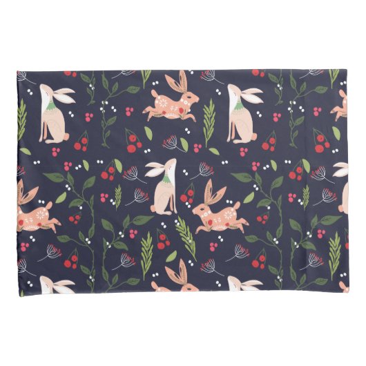 Scandinavische Folk Art Bunnies Kussensloop (Voorkant-Rechts)