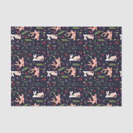 Scandinavische Folk Art Bunnies Tissuepapier (Voorkant)