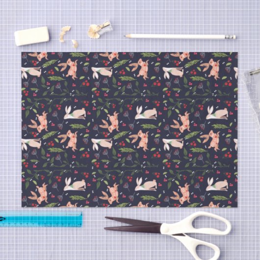 Scandinavische Folk Art Bunnies Tissuepapier (Craft)