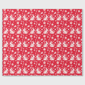 Scandinavische Folk Art Bunny Vakantie Ornamenten  Cadeaupapier (Vlak)