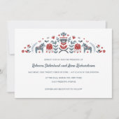 Scandinavische Folk Art Dala Horse Flower Wedding Kaart (Voorkant)