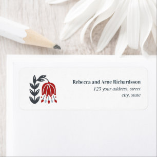 Scandinavische Folk Art Flower PERSONALIZED WEDDIN Etiket