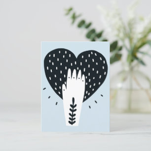 Scandinavische Folk Art Heart en Hand Briefkaart