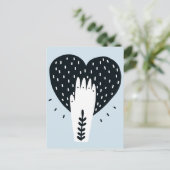 Scandinavische Folk Art Heart en Hand Briefkaart (Staand voorkant)