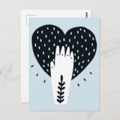 Scandinavische Folk Art Heart en Hand Briefkaart (Voorkant / Achterkant)