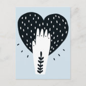 Scandinavische Folk Art Heart en Hand Briefkaart (Voorkant)