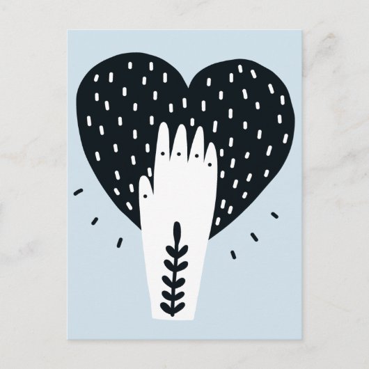 Scandinavische Folk Art Heart en Hand Briefkaart (Voorkant)