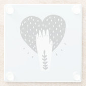 Scandinavische Folk Art Heart en Hand Glazen Onderzetter (Achterkant)