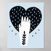 Scandinavische Folk Art Heart en Hand Poster (Voorkant)