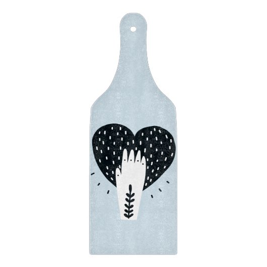 Scandinavische Folk Art Heart en Hand Snijplank (Voorkant)