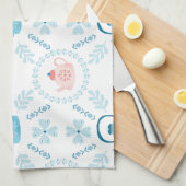 Scandinavische Folk art Hygge kerstcozy teapot Theedoek (Quarter Fold)