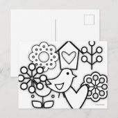 Scandinavische Folk Art Minimalist Illustration Briefkaart (Voorkant / Achterkant)