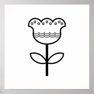 Scandinavische Folk Art Minimalist Illustration Poster