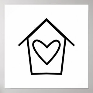 Scandinavische Folk Art Minimalist Illustration Poster