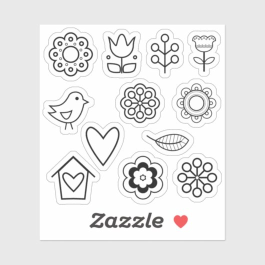 Scandinavische Folk Art Minimalist Illustration Sticker (Vel)